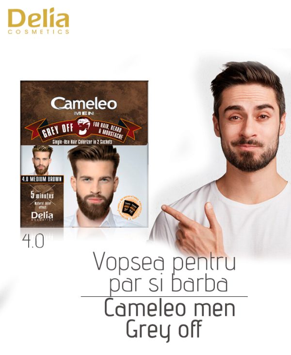 Vopsea pentru par si barba Cameleo Men Grey Off, 15+15 g - imagine 3