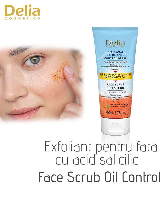 Exfoliant pentru fata cu acid salicilic Face Scrub Oil Control, 200 ml