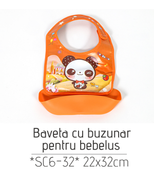 Baveta cu buzunar pentru bebelus *SC6-32* 22x32cm