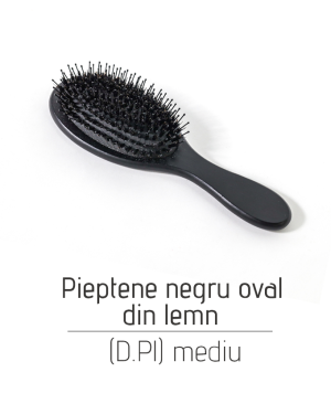 Pieptene negru oval din lemn (D.Pl) mediu