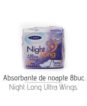 Absorbante de noapte Night Long Ultra Wings, 8 buc